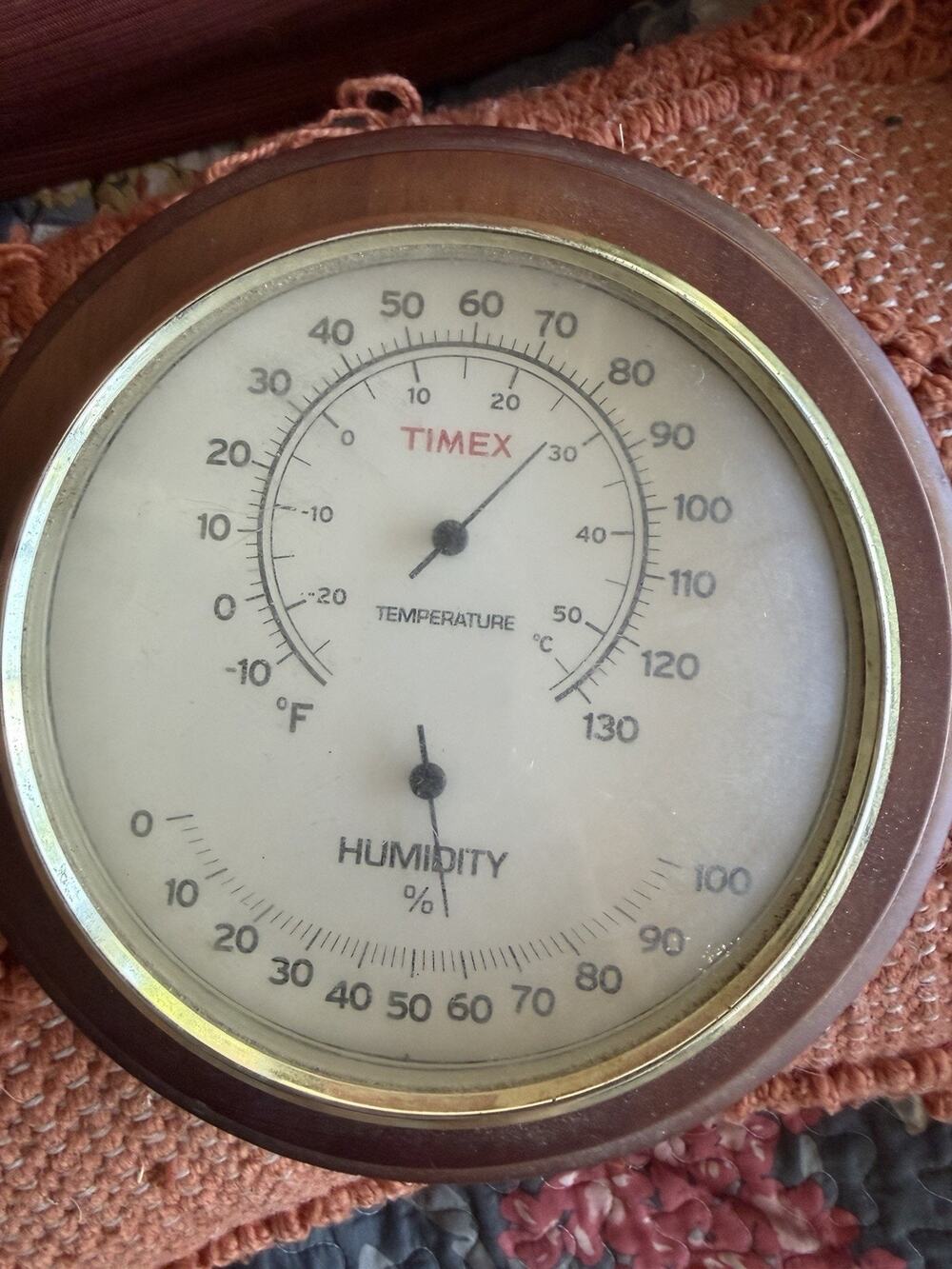 VINTAGE TIMEX 8” CALIBRATED THERMOMETER & HUMIDITY GAUGE RARE COLLECTIBLE WORKS!